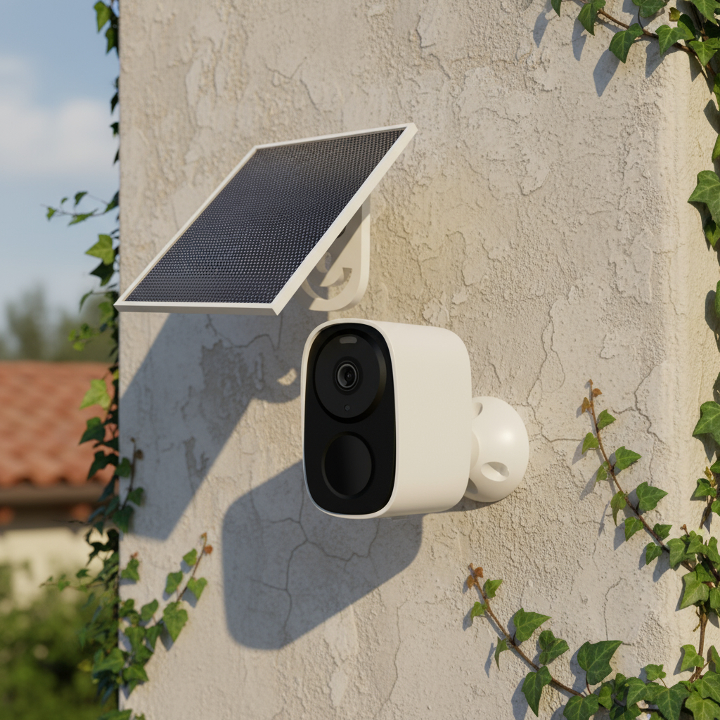 Kit Camara Seguridad Cb54 Wifi 2w Panel Solar Blanco