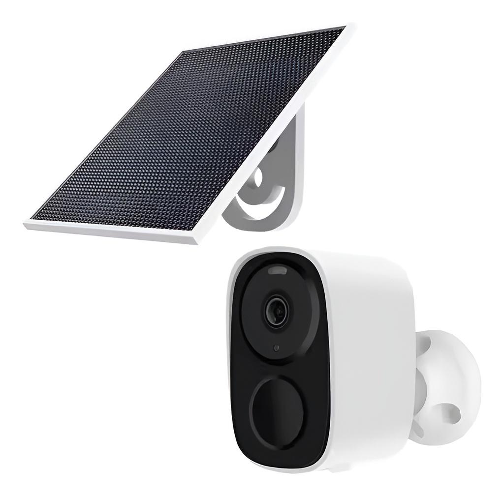 Kit Camara Seguridad Cb54 Wifi 2w Panel Solar Blanco