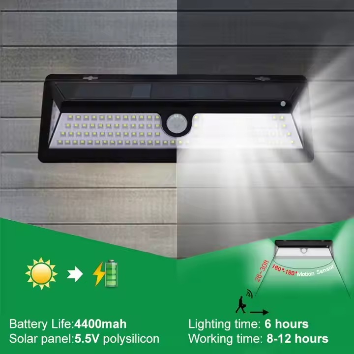 Lámpara De Pared Ip65 90led Luz Blanca 5000k Negro