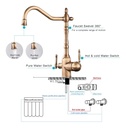 Grifo Canilla De Cocina 3en1 Con Filtro Purificador De Agua Dorado Oscuro Brillante