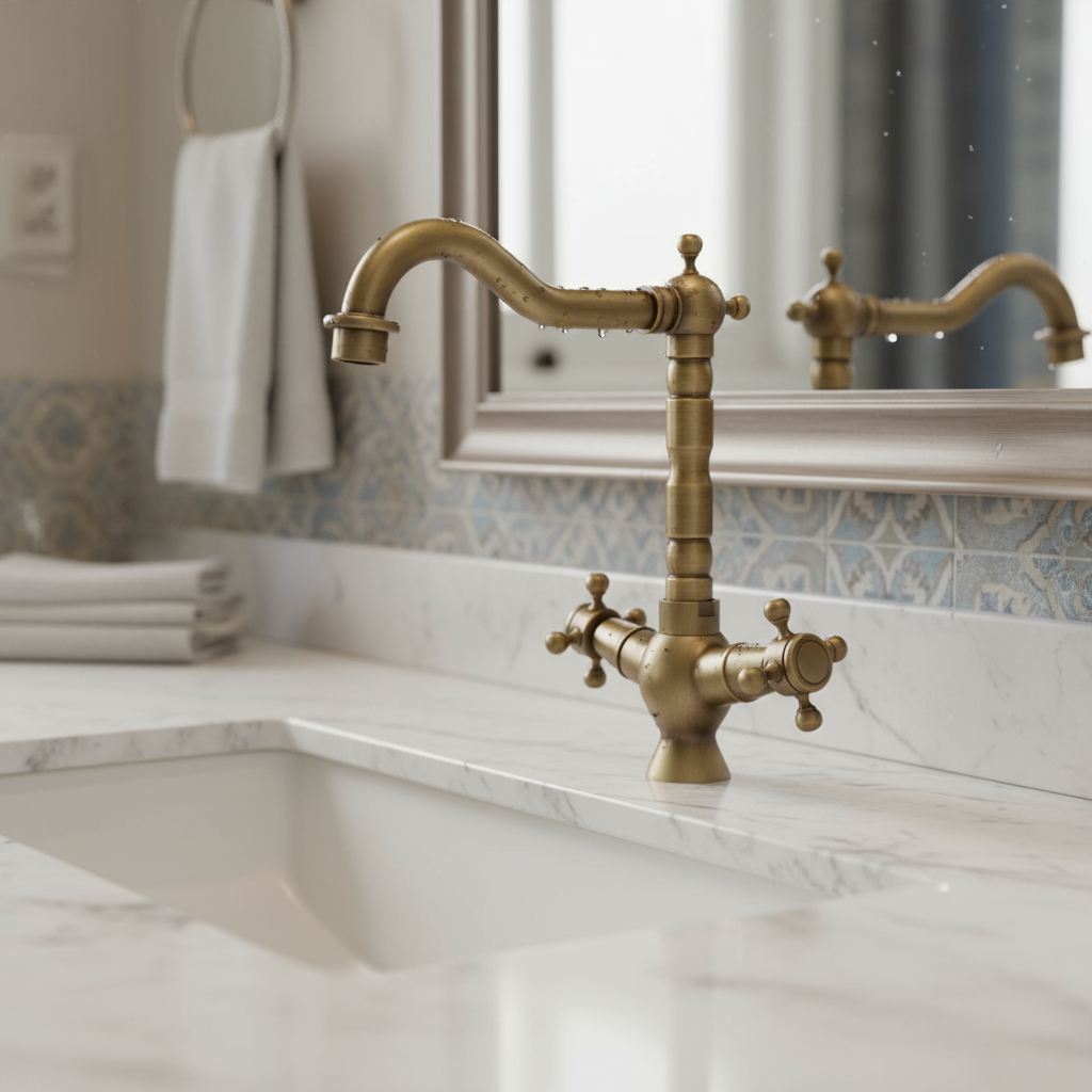 Grifería Canilla De Baño Vintage Oem Elegante Y Funcional - Dorado Oscuro - Cromado