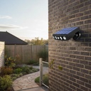 Luz Solar 4 Led Potente Exterior Con Sensor Movimiento Pared Negro