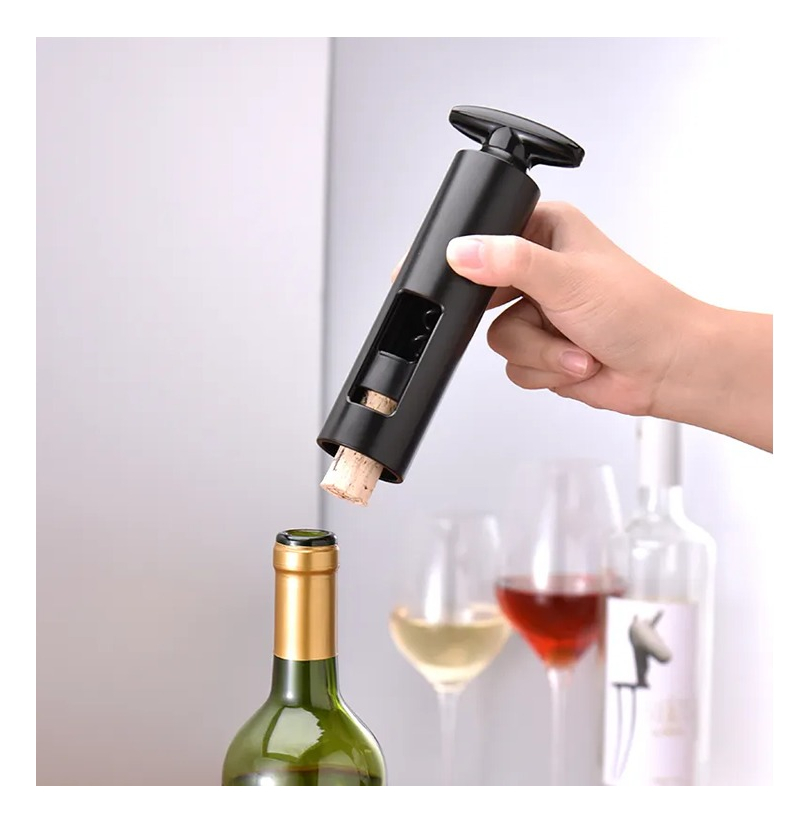 Destapador De Botellas Set Sacacorchos + Cortador De Foil Negro