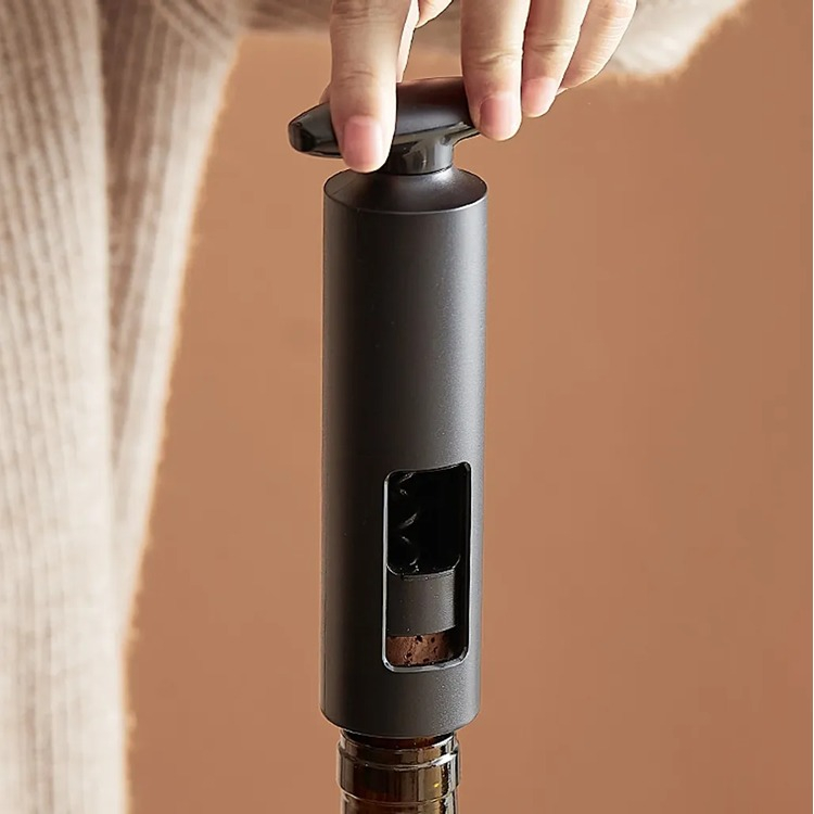 Destapador De Botellas Set Sacacorchos + Cortador De Foil Negro