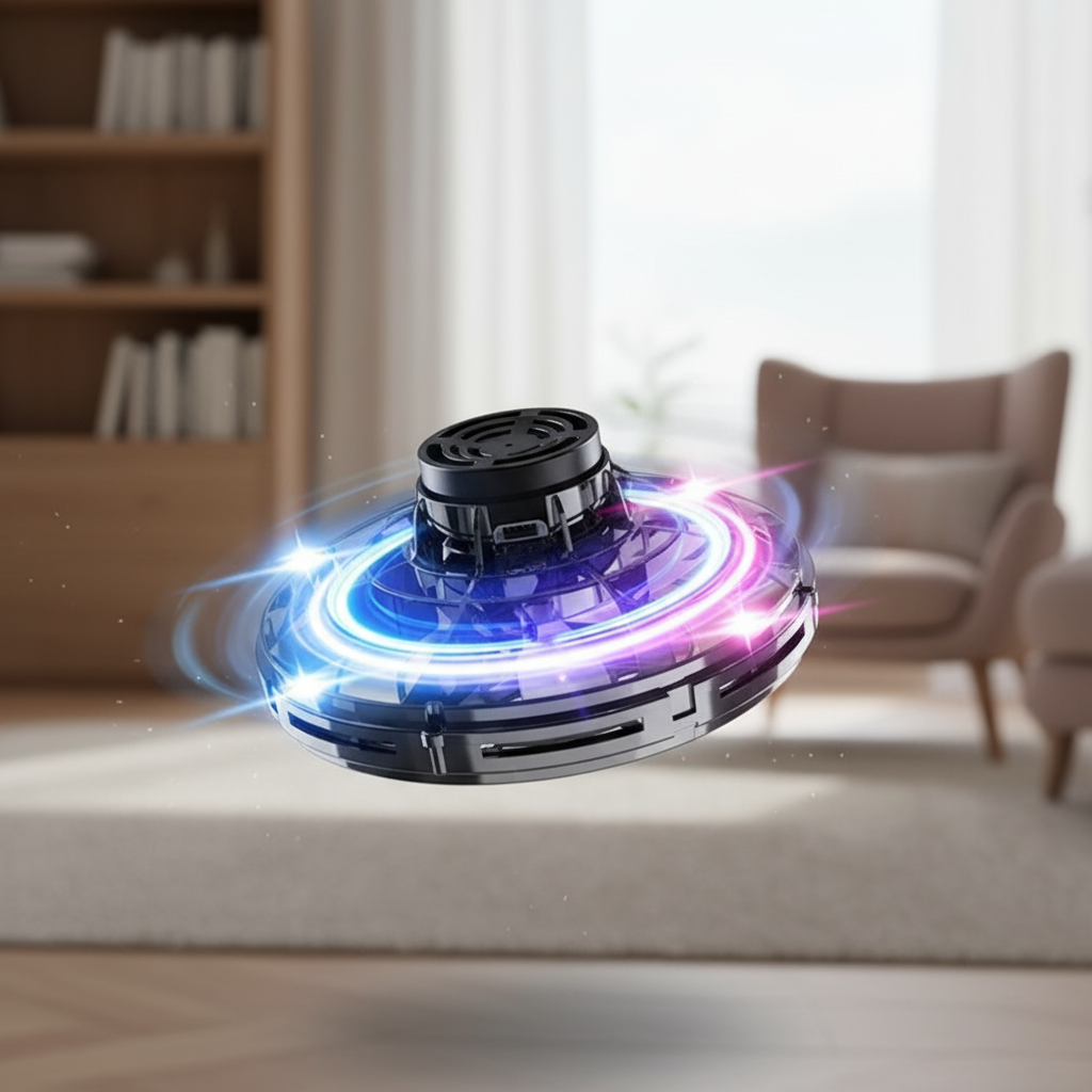 Mini Dron Ufo Giratorio Flotante Con Luces Led Azul