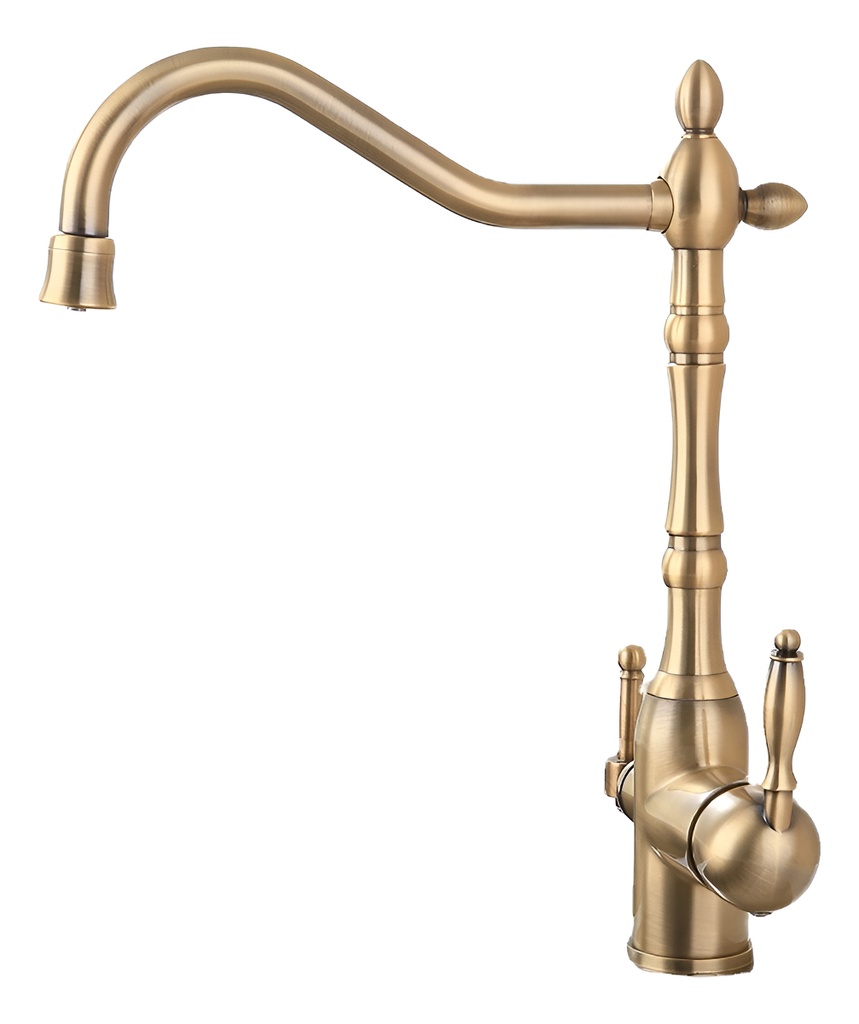 Grifo Canilla De Cocina 3en1 Con Filtro Purificador De Agua Dorado Oscuro Brillante