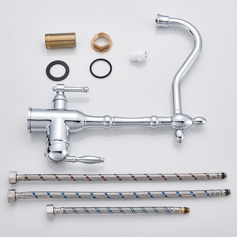 Grifo Canilla De Cocina 3en1 Con Filtro Purificador De Agua Dorado Oscuro Brillante