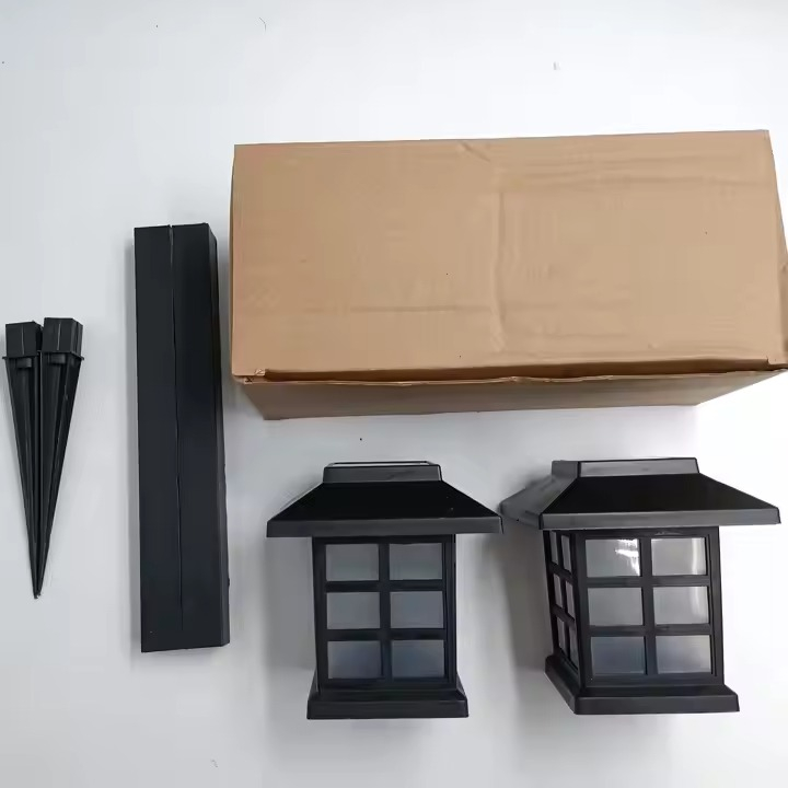 Pack X2 Luces Solares Con Energia Solar Jardín Impermeables Negro