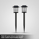 Pack X2 Luces Solares Con Energia Solar Jardín Impermeables Negro