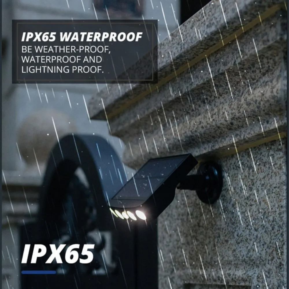 Luz Solar 4 Led Potente Exterior Con Sensor Movimiento Pared Negro