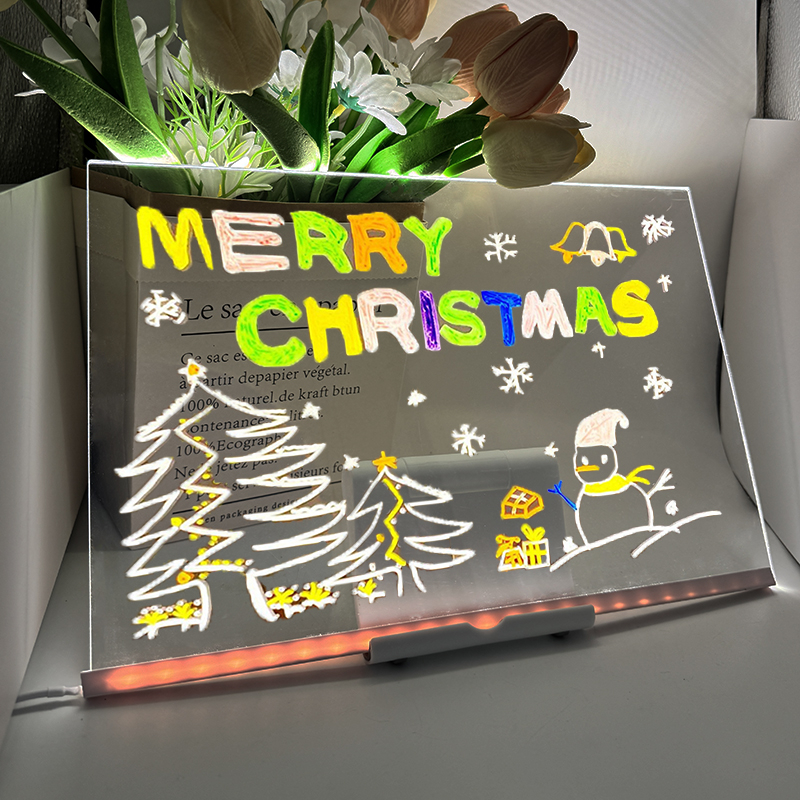 Pizarra Magica Tableta 20x30 Cm Luz Led Usb Acrilico Blanco