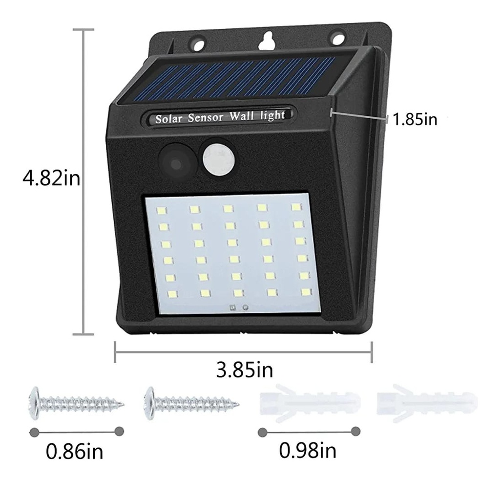 Luz Exterior Solar Reflector Aplique Pared Sensor Movimiento Color De La Carcasa Negro Color De La Luz Blanco Frío
