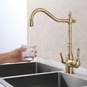 Filtro Purificador De Agua Grifo Canilla De Cocina 3en1 Con - Dorado Oscuro