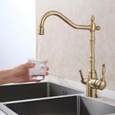 Grifo Canilla De Cocina 3en1 Con Filtro Purificador De Agua Dorado Oscuro Brillante