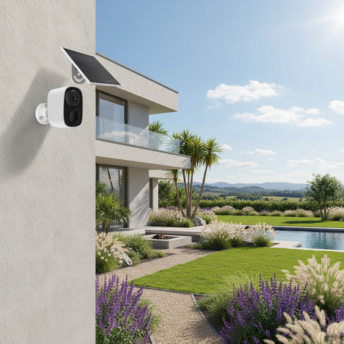 Kit Camara Seguridad Cb54 Wifi 2w Panel Solar Blanco