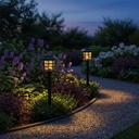 Pack X2 Luces Solares Con Energia Solar Jardín Impermeables Negro