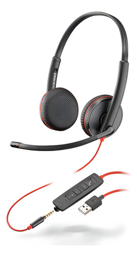 Auriculares Gamer Poly Plantronics Blackwire C3220 Negro Negro