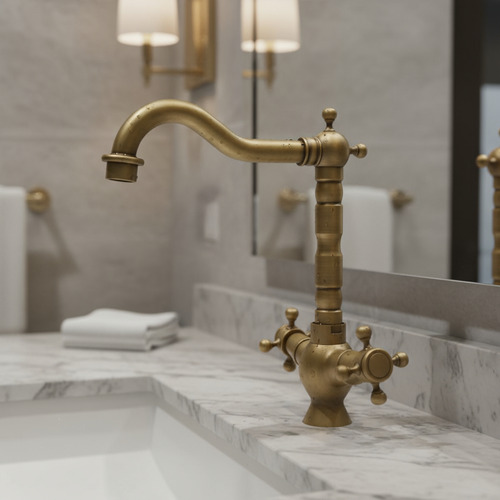 Grifería Canilla De Baño Vintage Oem Elegante Y Funcional - Dorado Oscuro - Cromado