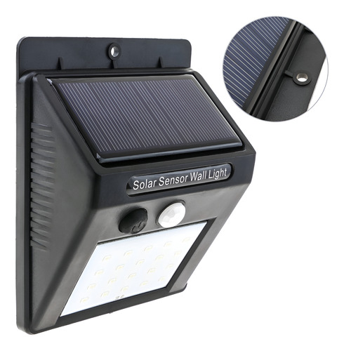 Luz Exterior Solar Reflector Aplique Pared Sensor Movimiento Color De La Carcasa Negro Color De La Luz Blanco Frío